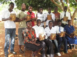 Patience Chaitezvi with her Chinhoyi High School #2 Mbira Students, and mbiras donated by MBIRA, in 2010