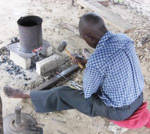Leonard Chiyanike Making Mbira Keys 2014